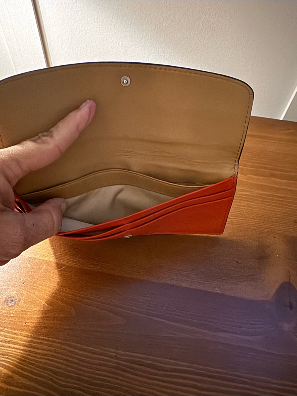 Coach orange leather Flap Wallet with Silver Logo Accent - Picture 3 of 4